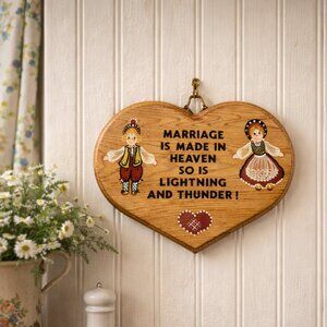 Small Vintage Wood Folk Art Sign for Wall Hanging Funny Wedding Anniversary Gift